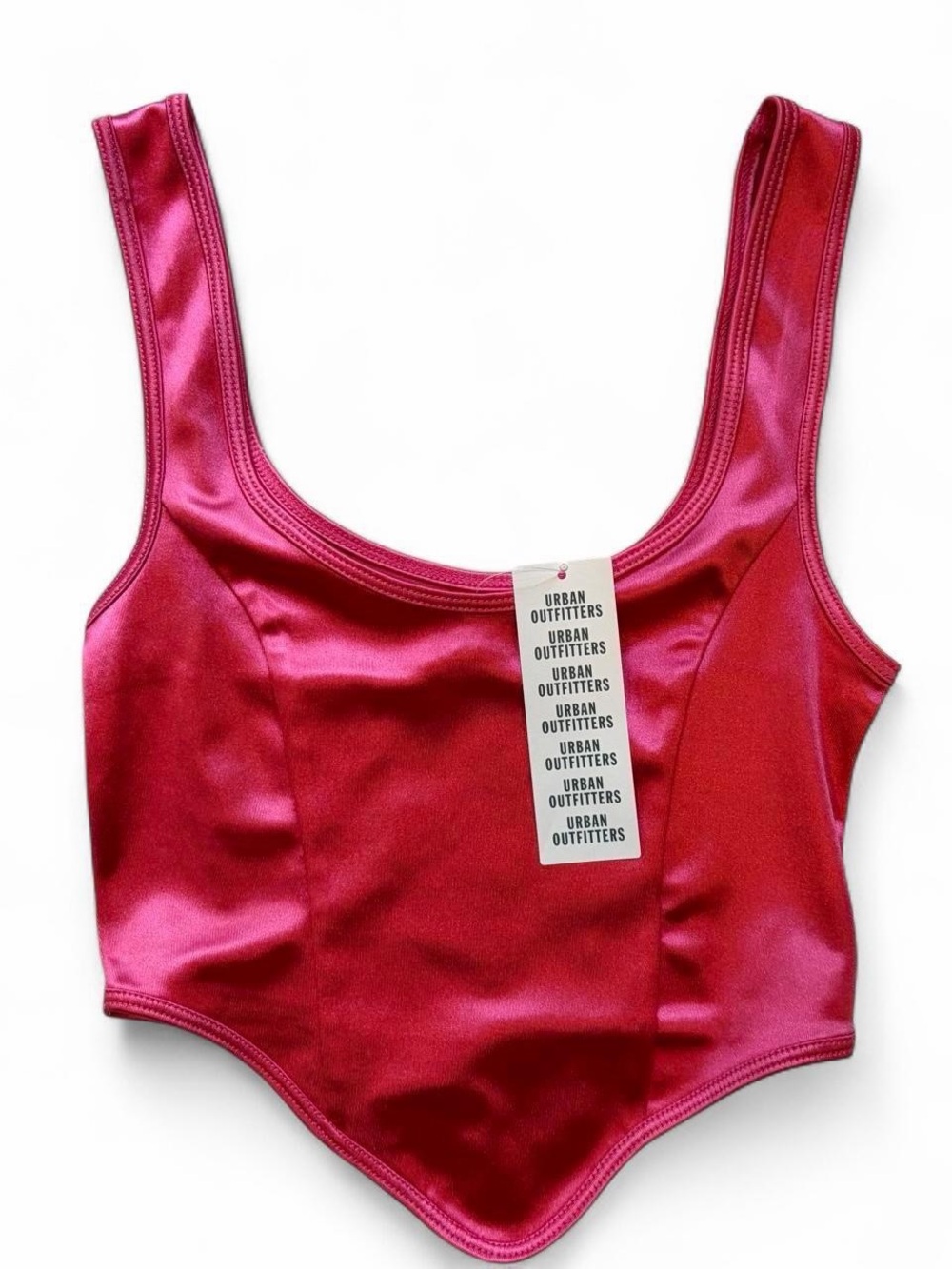 Kimchi Blue Hot Pink Satin Bandeau Crop Top